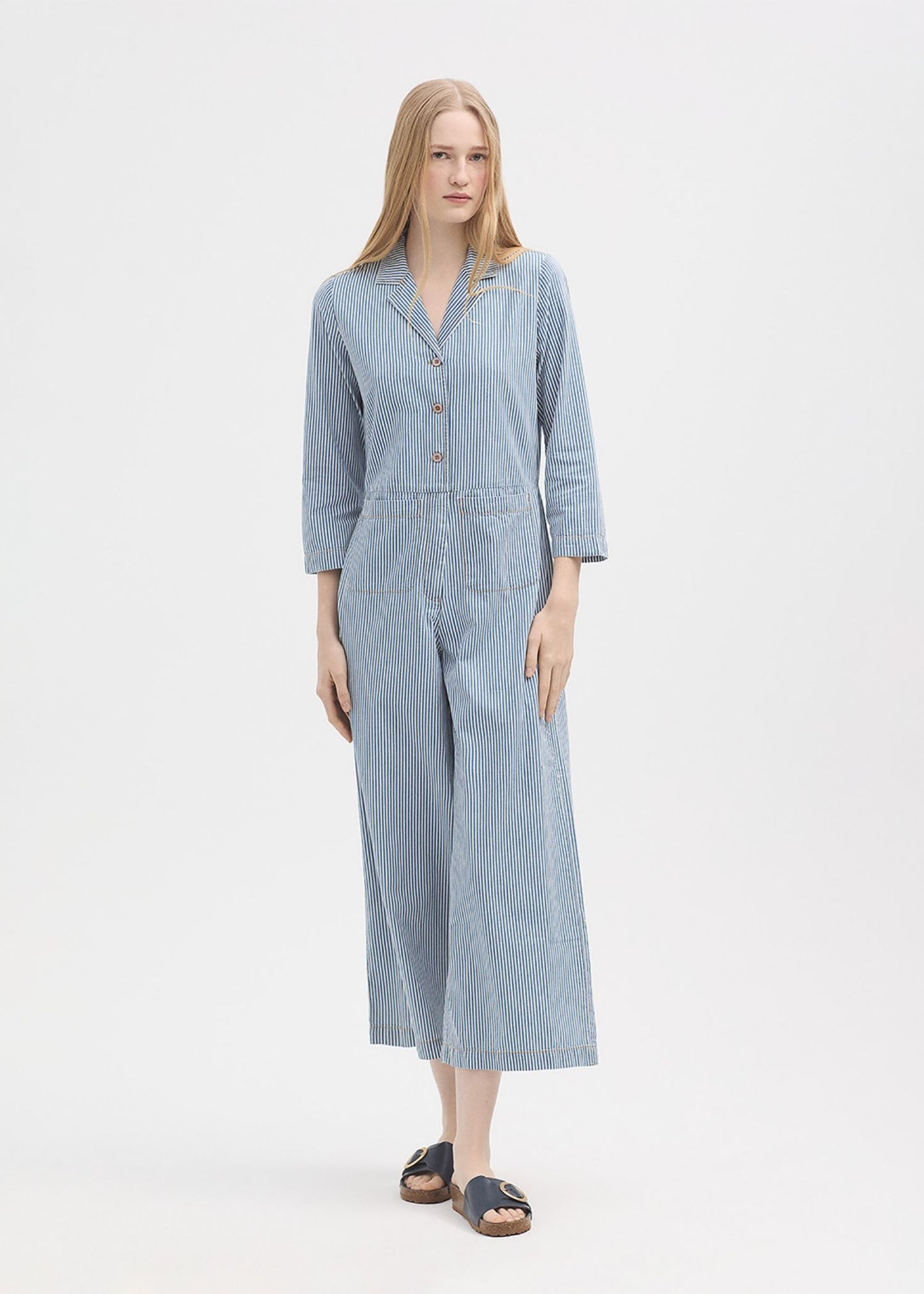 Tuta in denim a righe