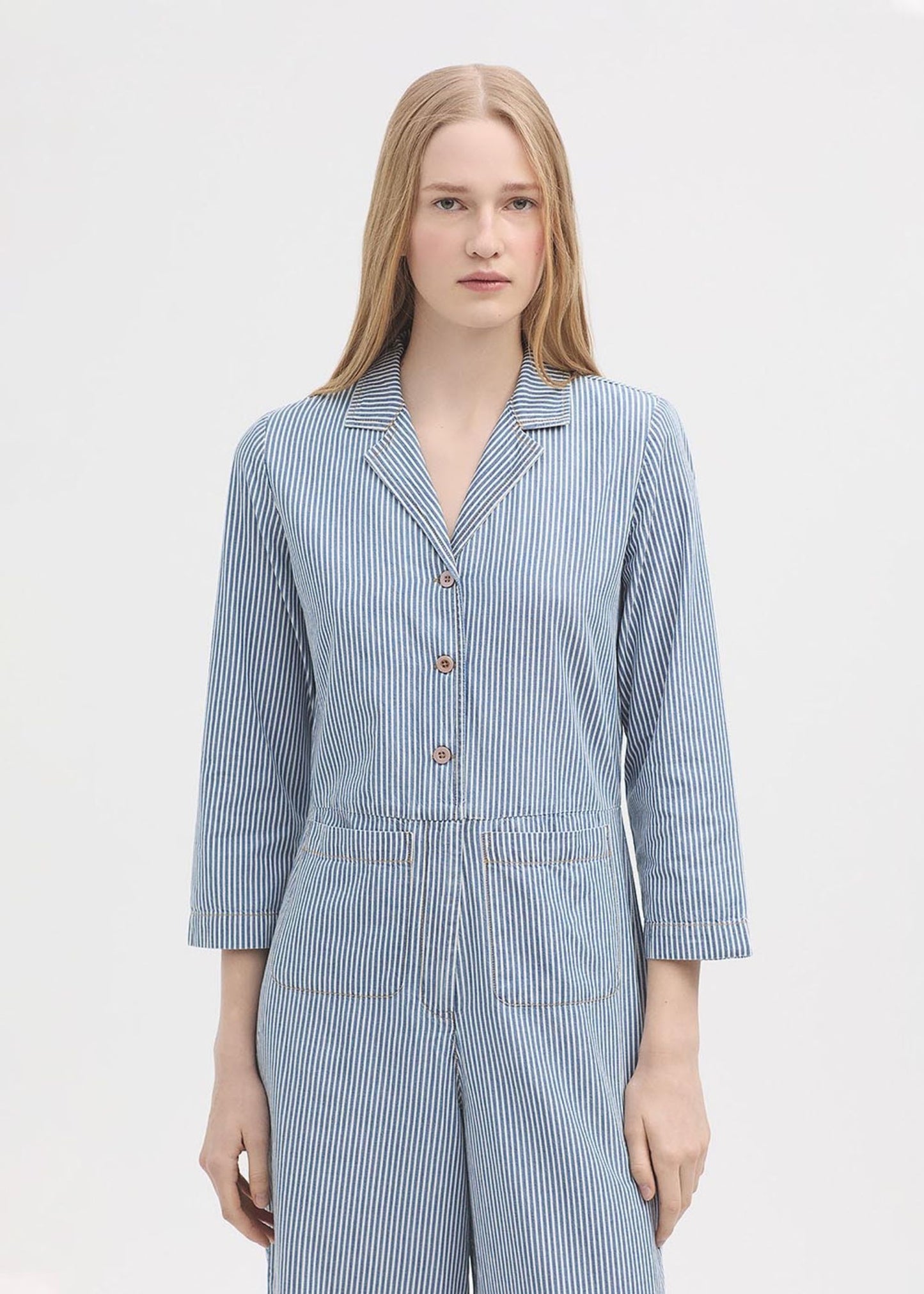 Tuta in denim a righe