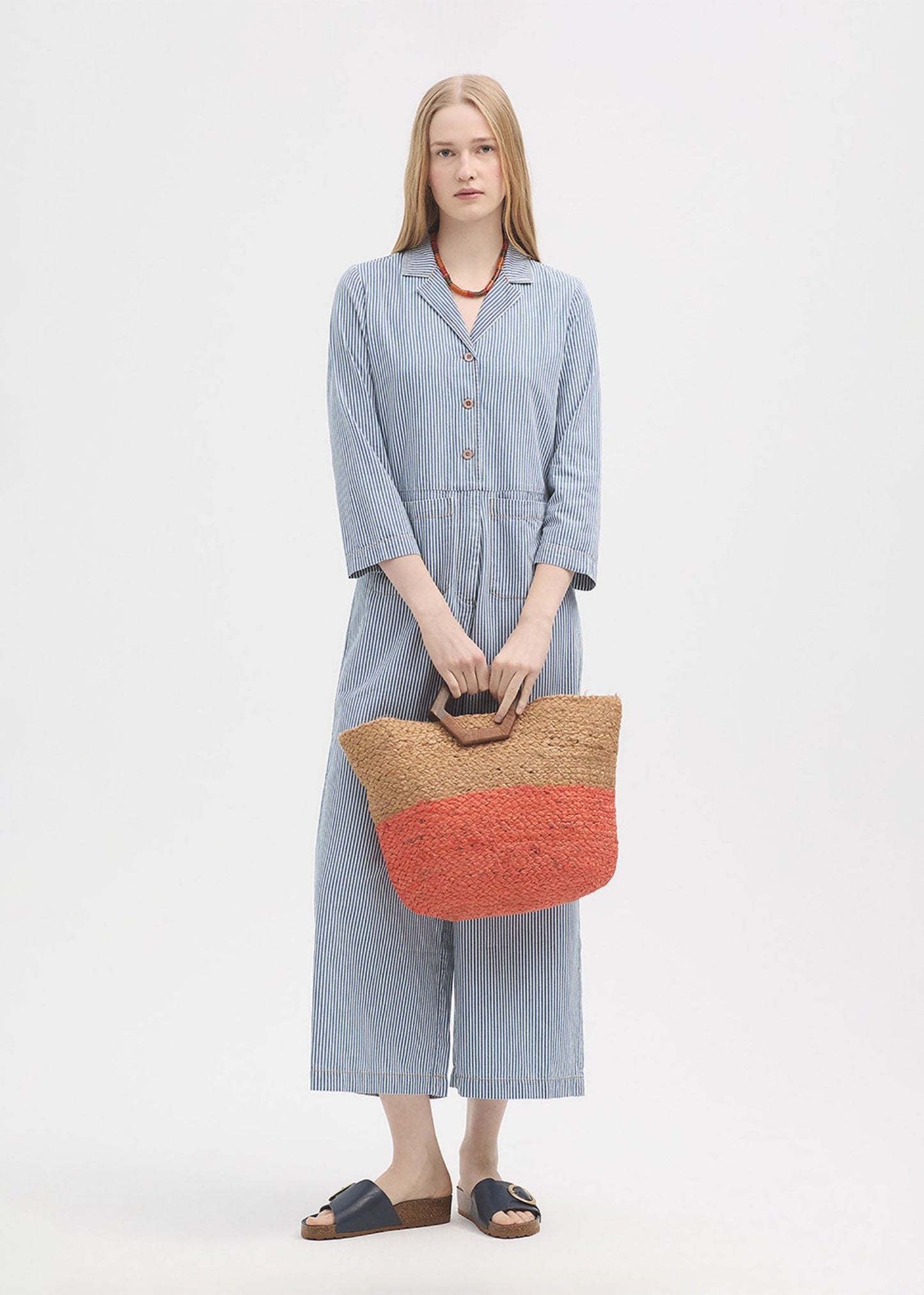 Tuta in denim a righe