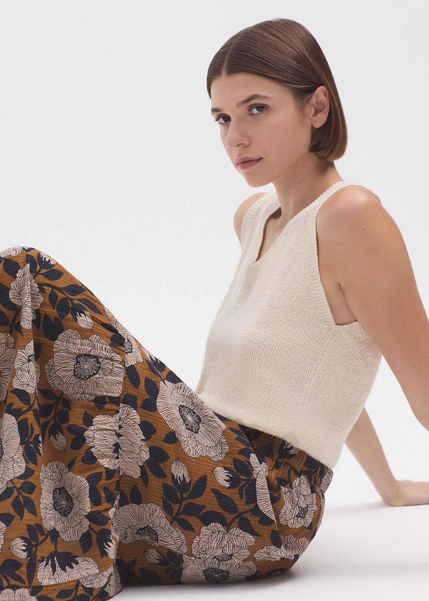 Gonna quadrettata camelia print