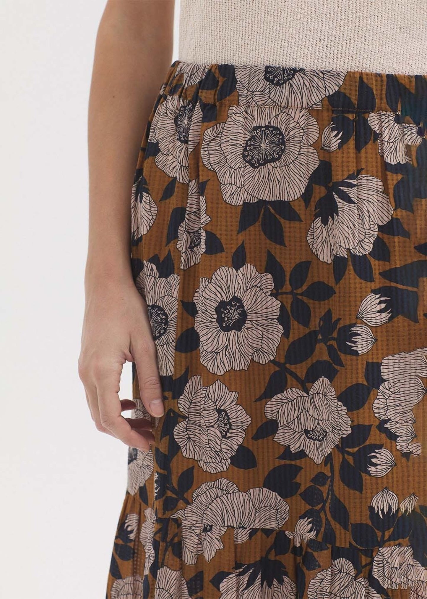 Gonna quadrettata camelia print