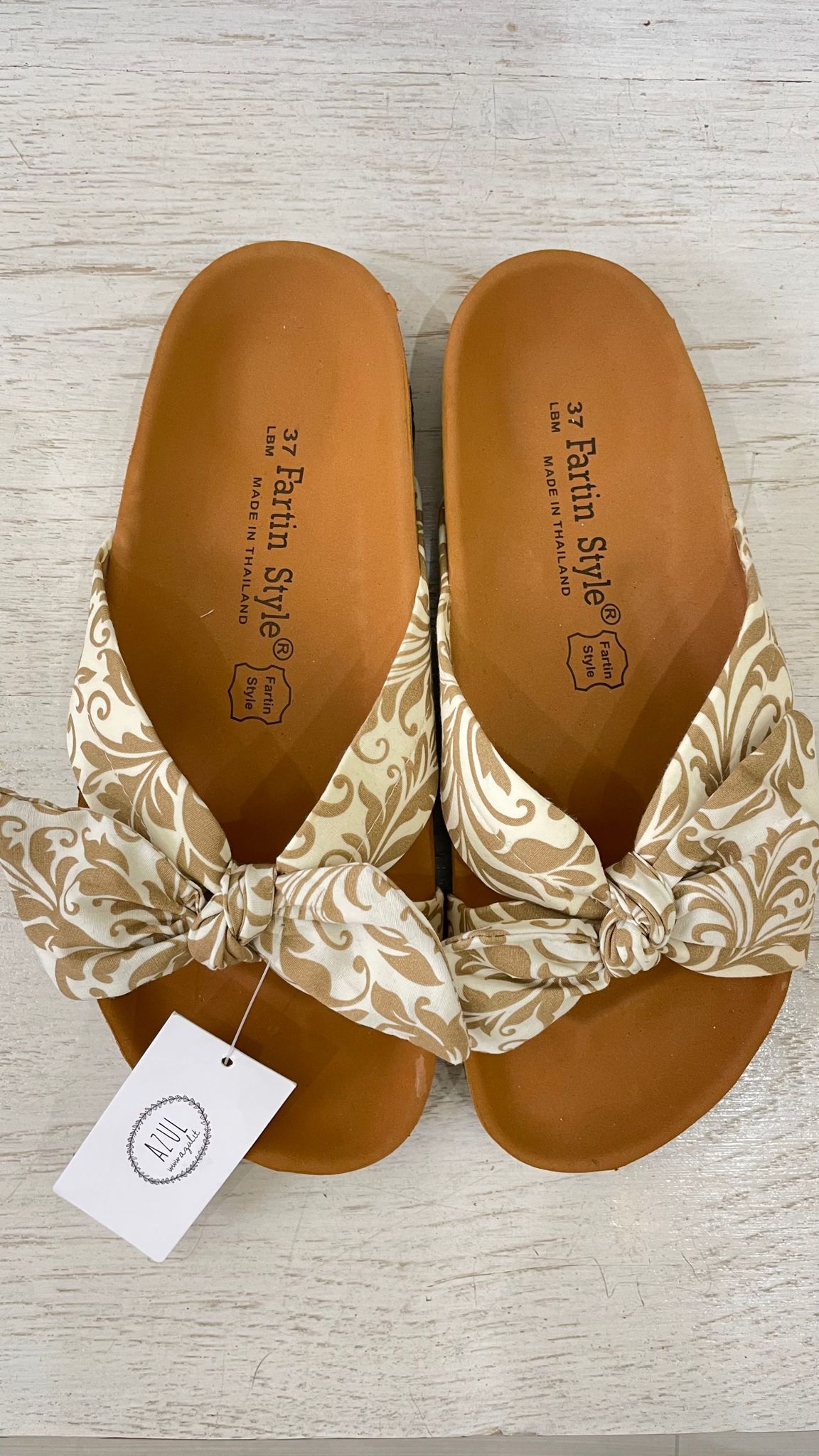 Ciabattine Slip On con fiocco in tessuto - paisley beige