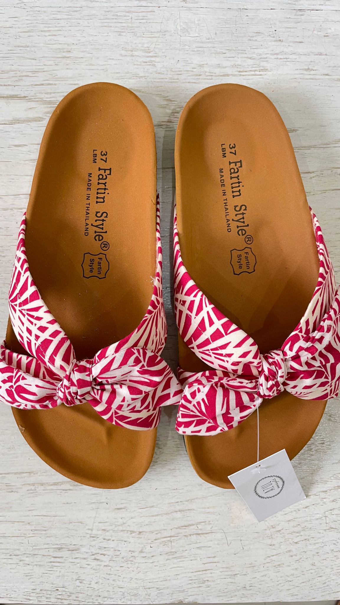 Ciabattine Slip On con fiocco in tessuto - palme red