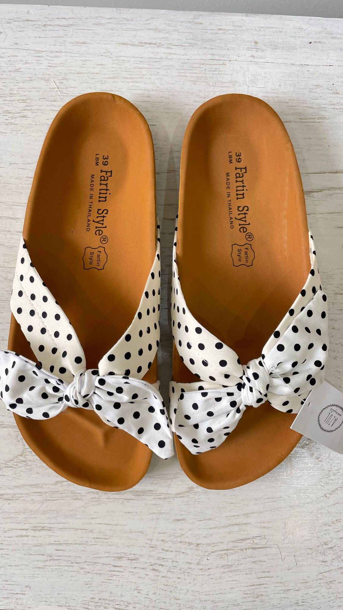 Ciabattine Slip On con fiocco in tessuto - dots white black