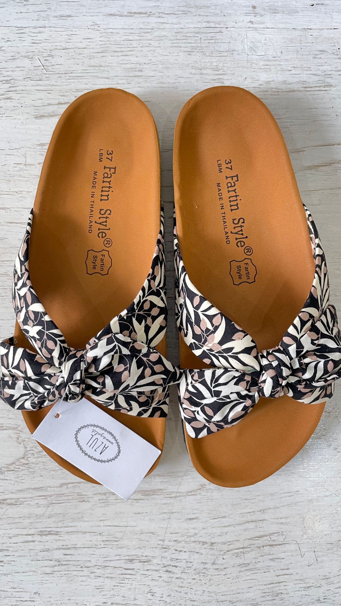 Ciabattine Slip On con fiocco in tessuto - foglie black