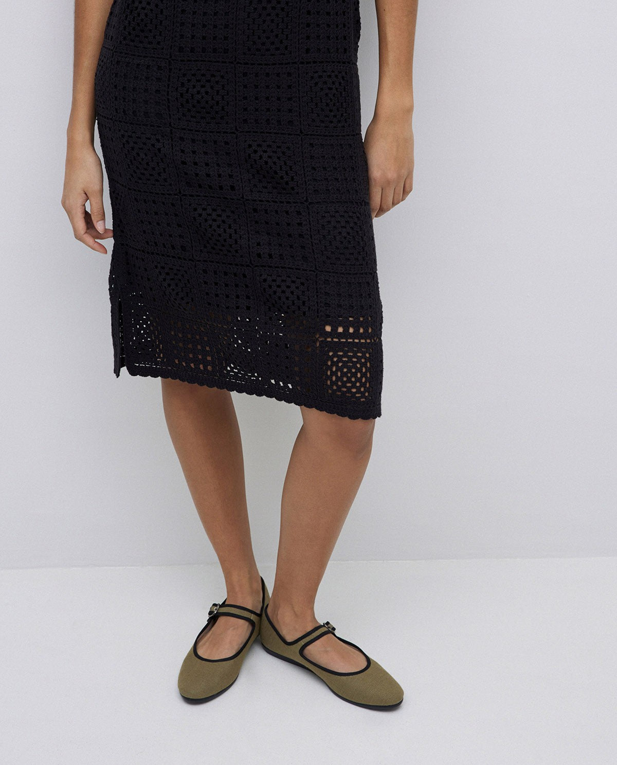 Abito lungo in crochet black