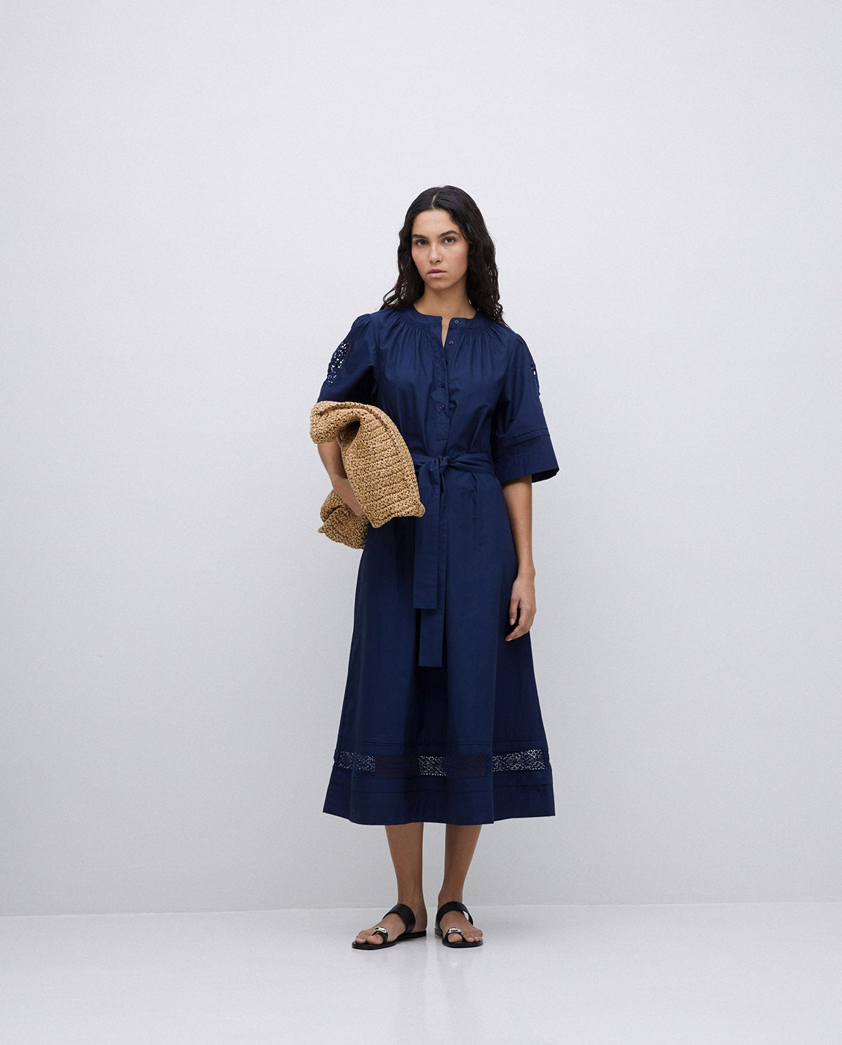 Dress in popeline dark blue