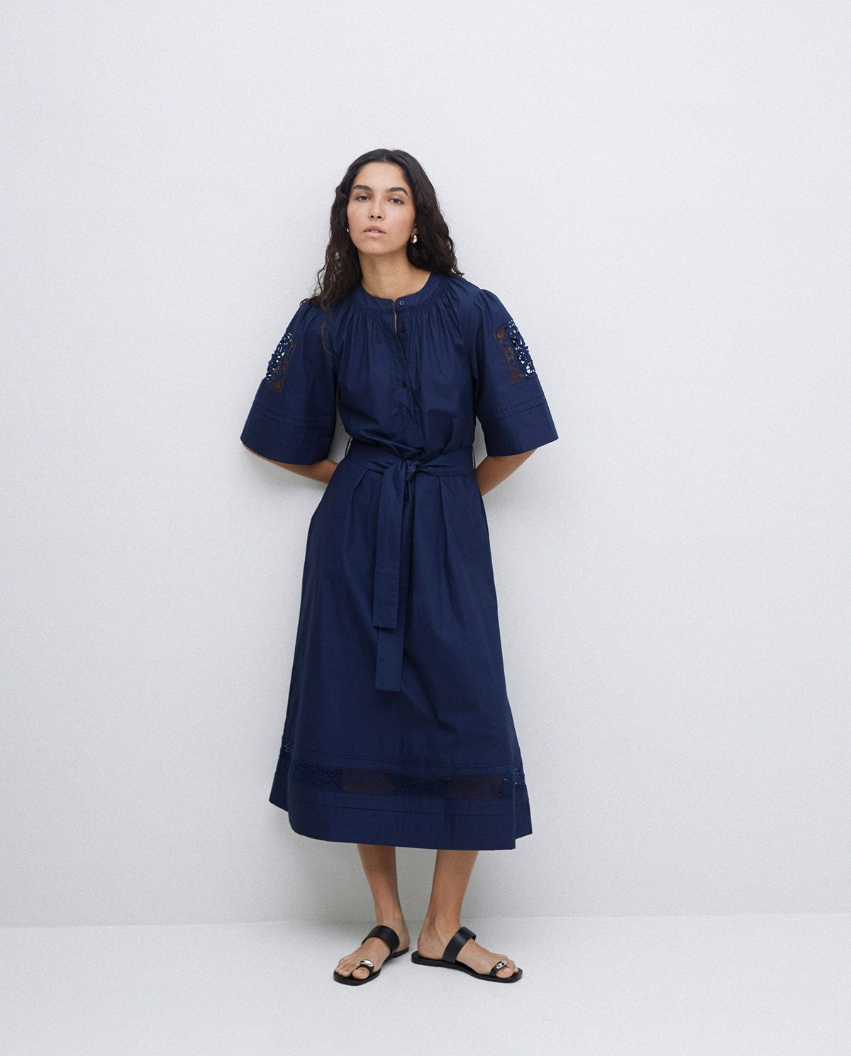 Dress in popeline dark blue
