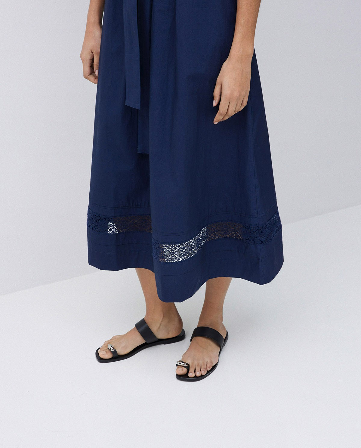Dress in popeline dark blue