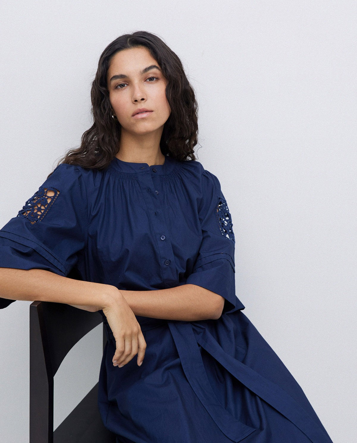 Dress in popeline dark blue