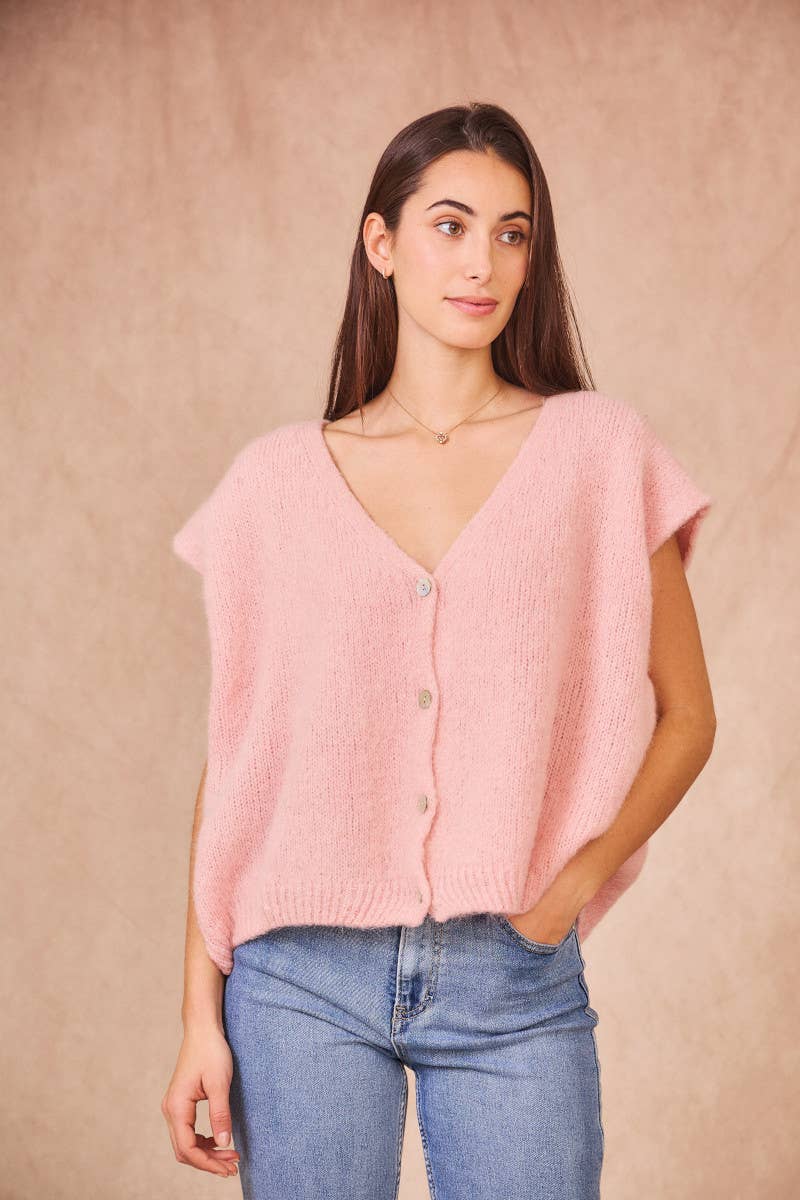 Cardigan Senza Maniche in Kid Mohair