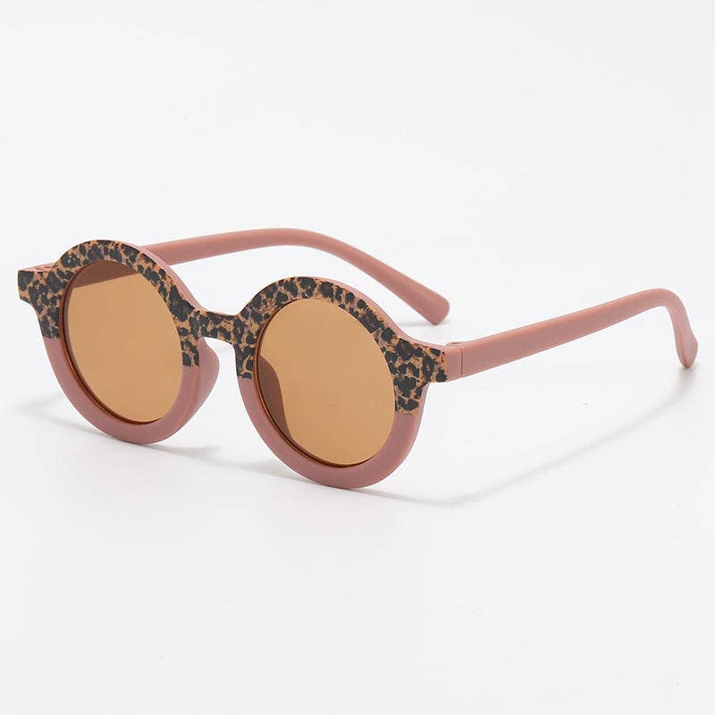 Occhiali da sole per neonati e bambini UV400 rotondi - Old Pink/Leopard