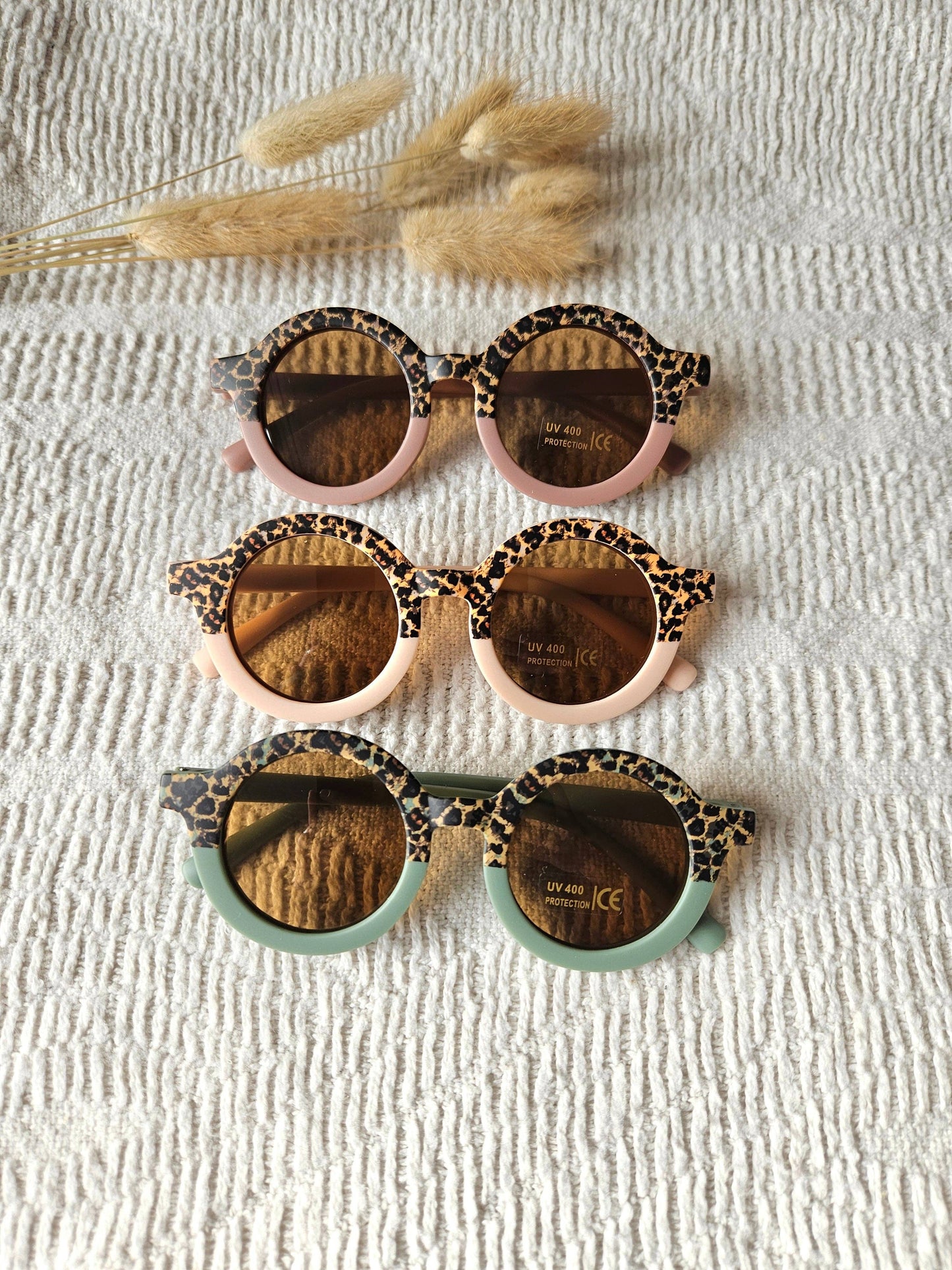 Occhiali da sole per neonati e bambini UV400 rotondi - Salvia/Leopard