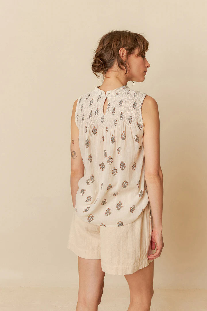 Blusa plissettata in cotone