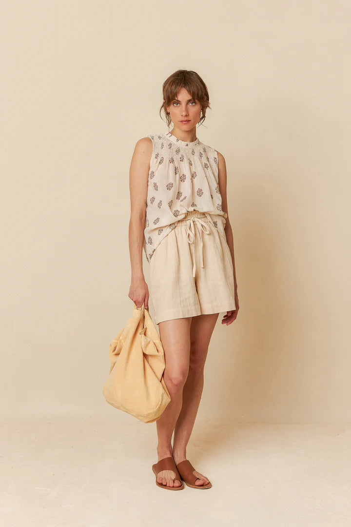 Blusa plissettata in cotone