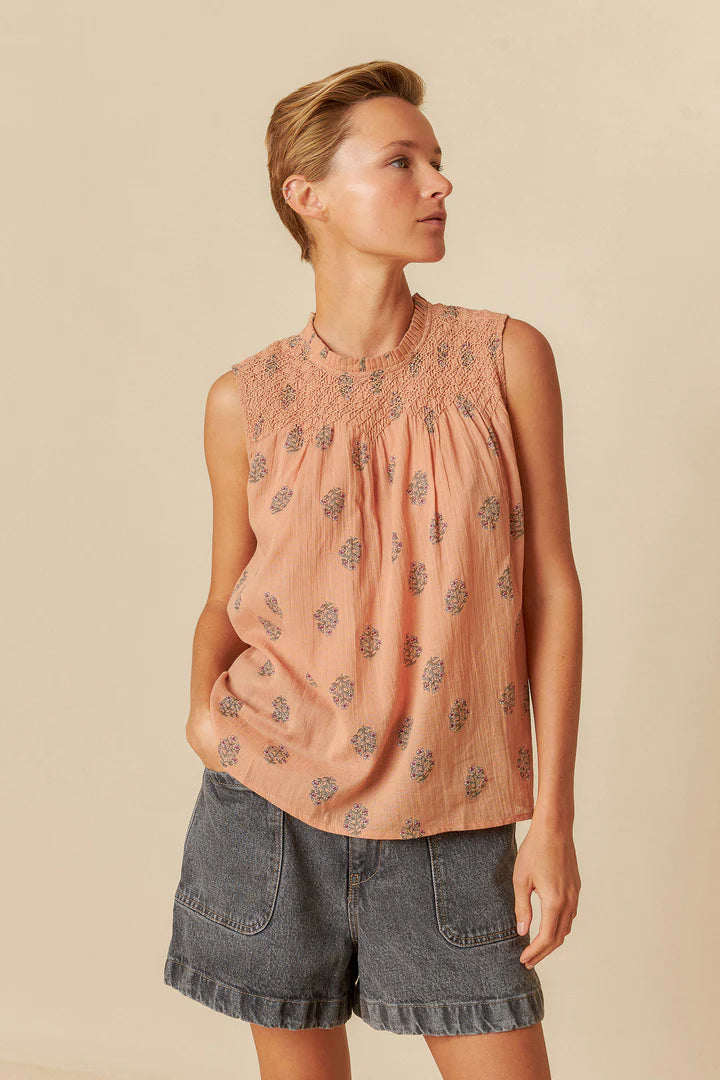 Blusa plissettata in cotone