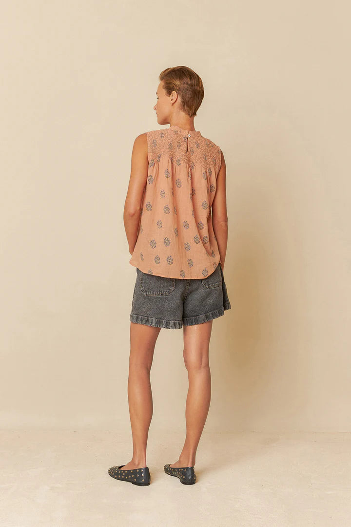 Blusa plissettata in cotone