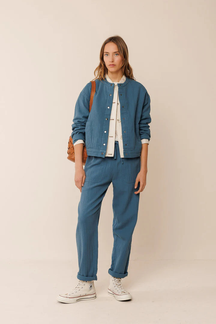 Panama bomber indigo blue