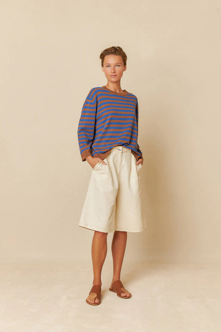 Sweater oversize a righe blu klein