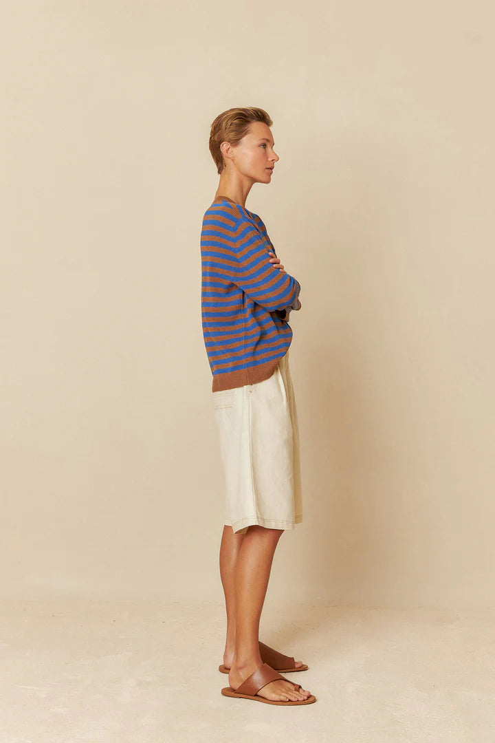 Sweater oversize a righe blu klein