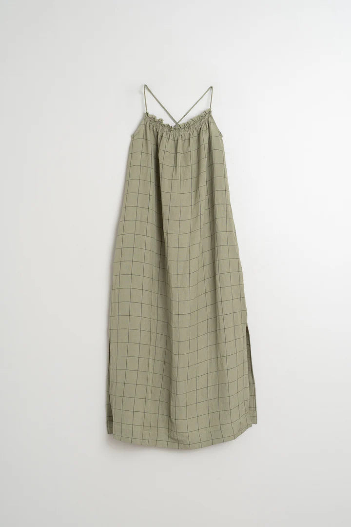 Abito midi con spalline verde muschio