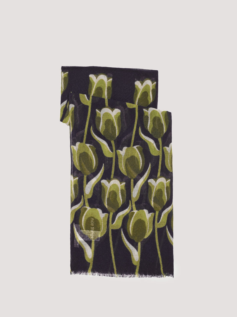 Foulard Big Tulips fondo Navy
