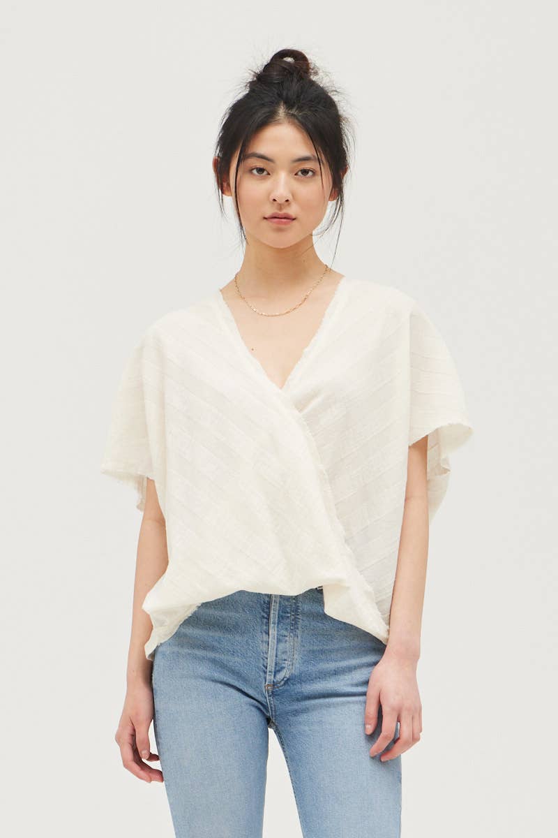 40039WS - STRIPE WRAP BLOUSE