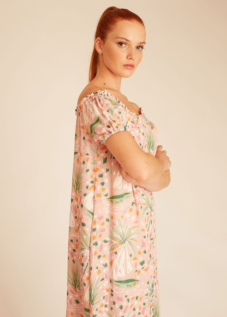Pink boat bardot dress