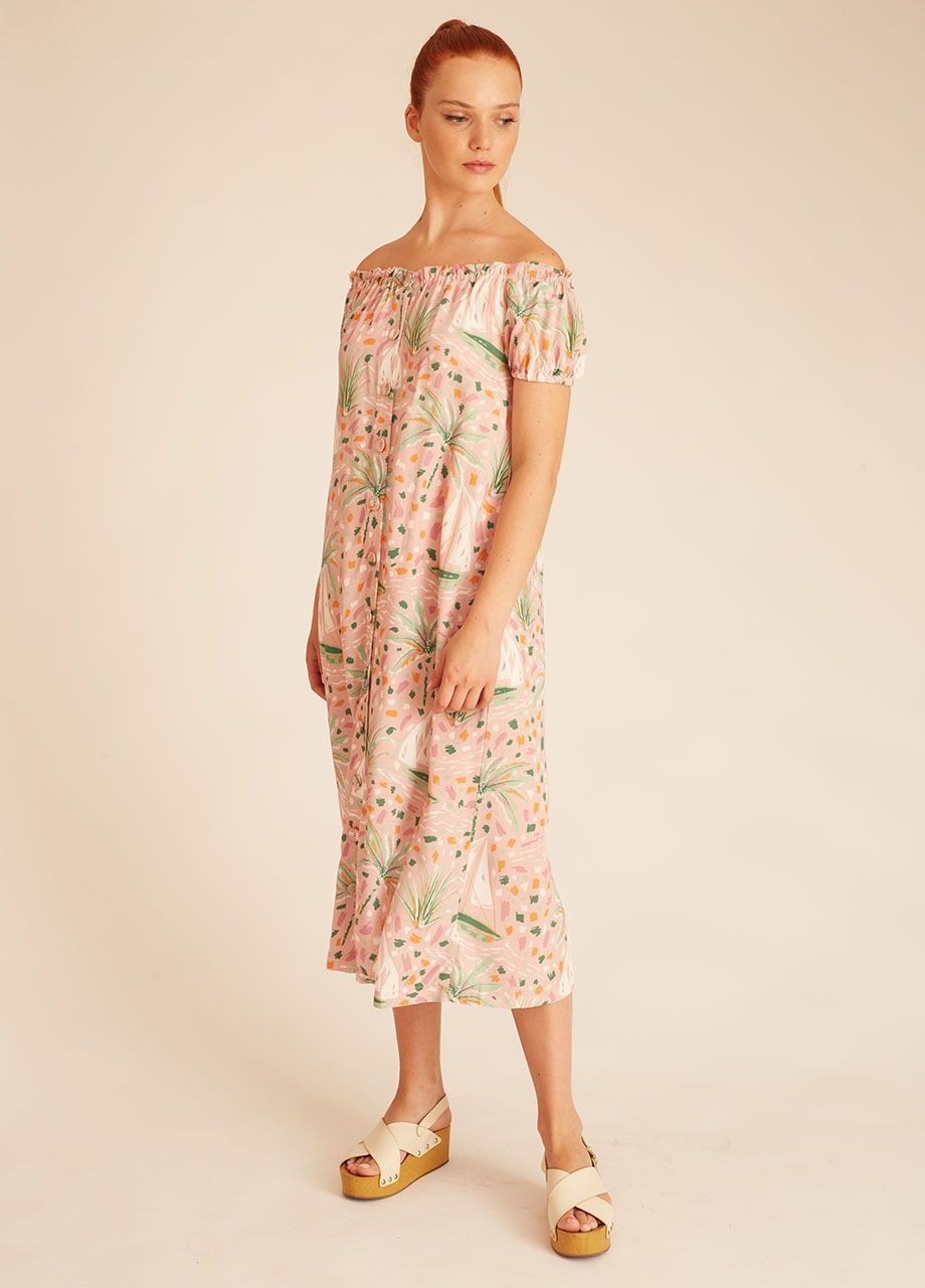 Pink boat bardot dress