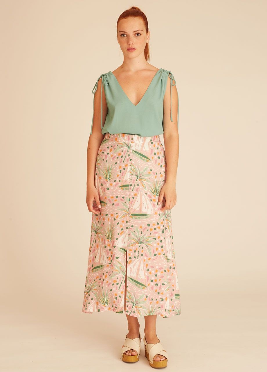 Pink boat long skirt