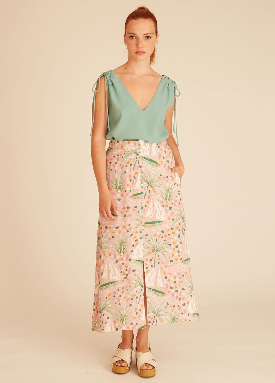 Pink boat long skirt