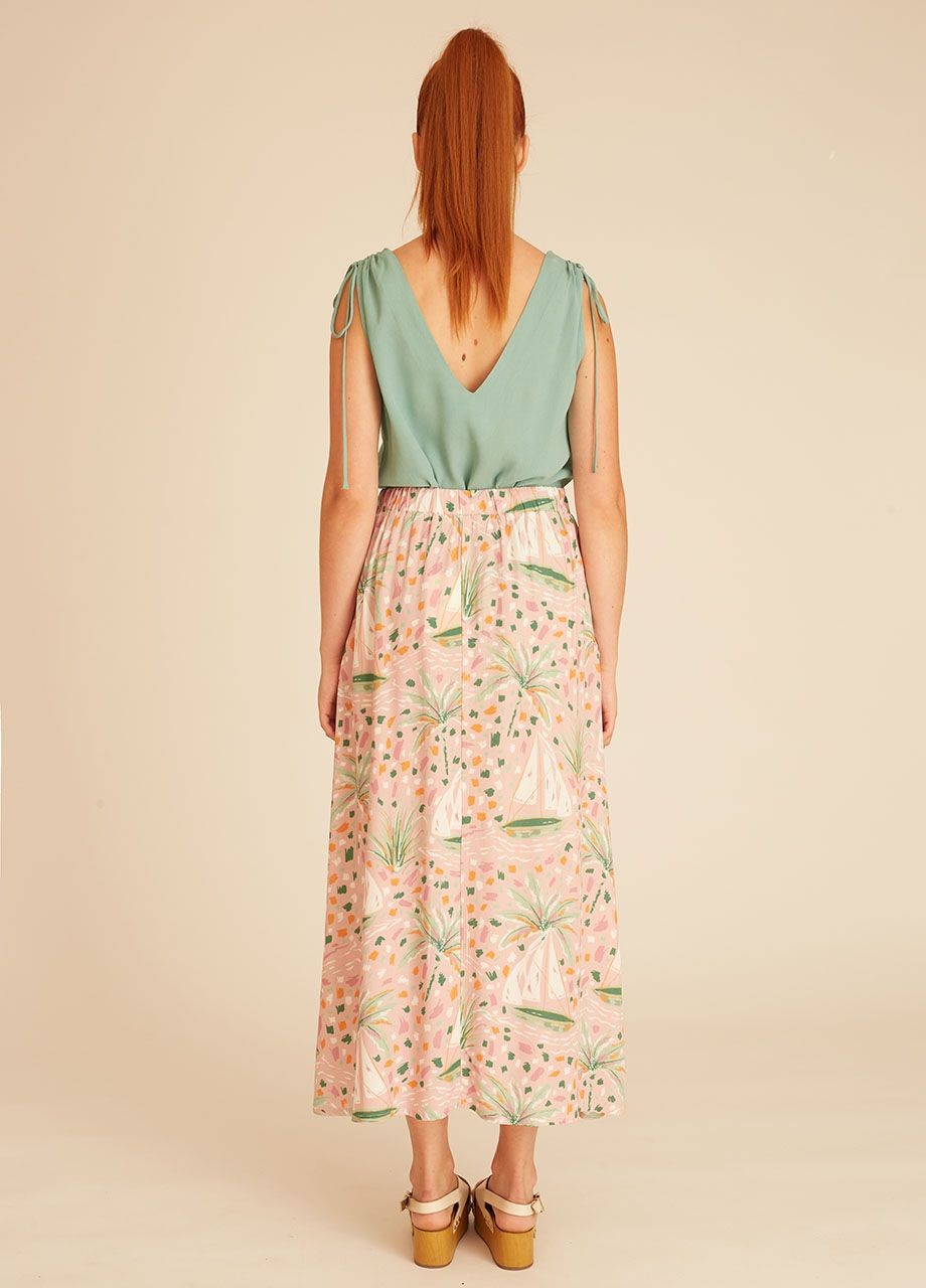 Pink boat long skirt
