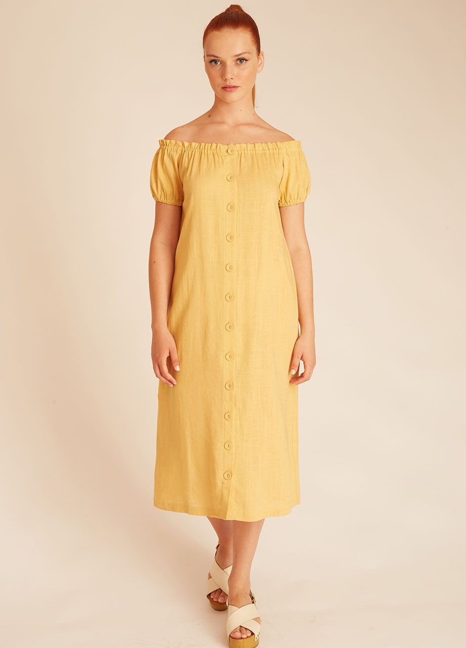 Bardot dress yellow