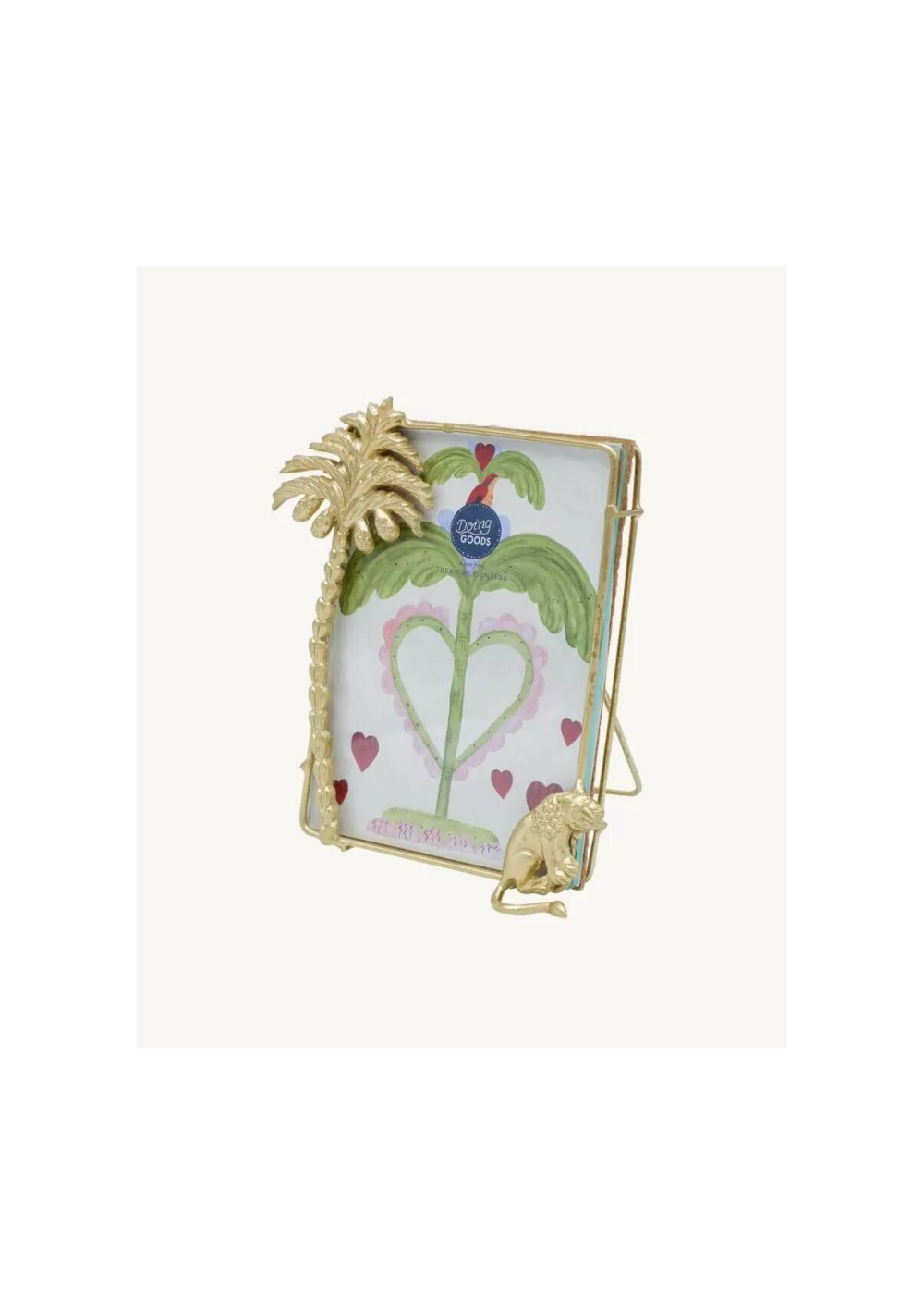 Portafoto in ottone con palme e leone