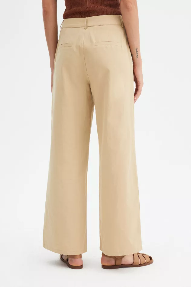 Pantaloni lunghi dritti con pinces beige