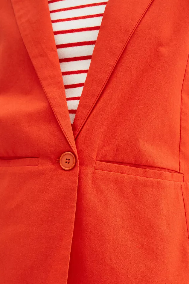 Giacca di cotone con collo con revers rossa