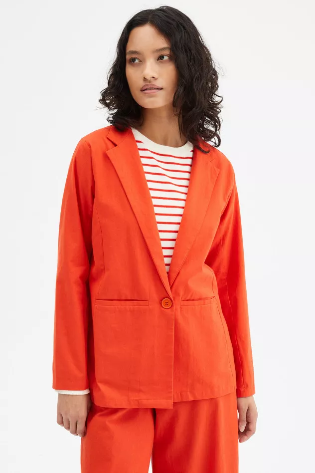 Giacca di cotone con collo con revers rossa