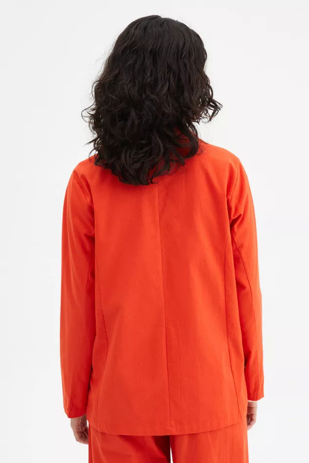Giacca di cotone con collo con revers rossa
