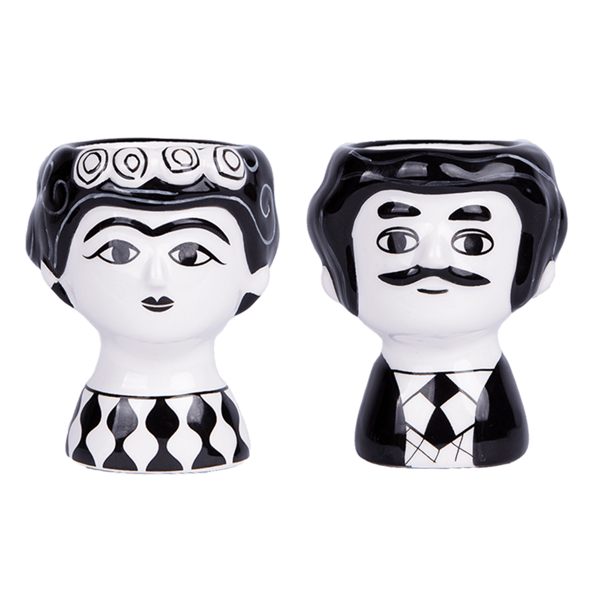 Egg Cup set Carlos & Marisol B/W