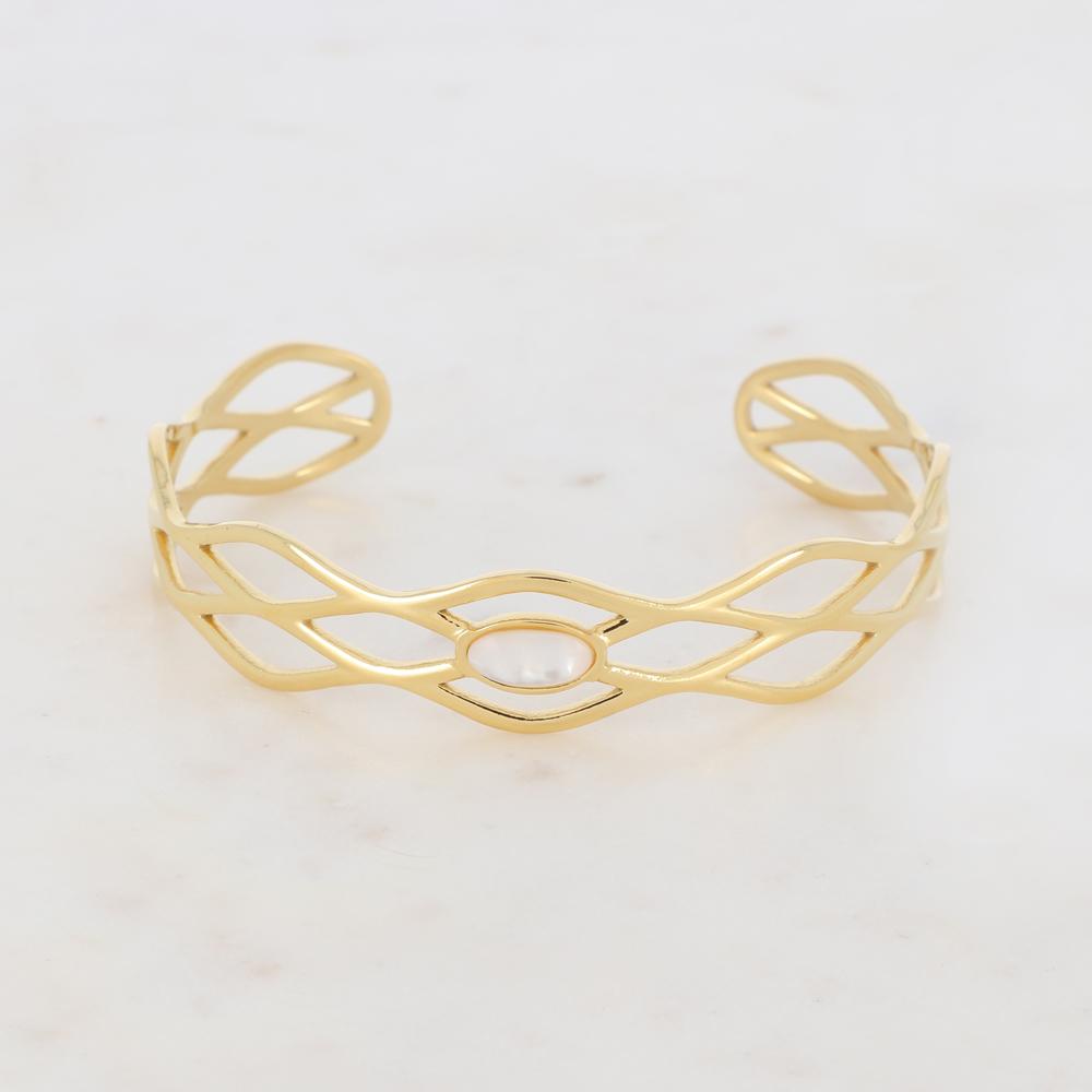 Bracciale rigido regolabile con pietra dura