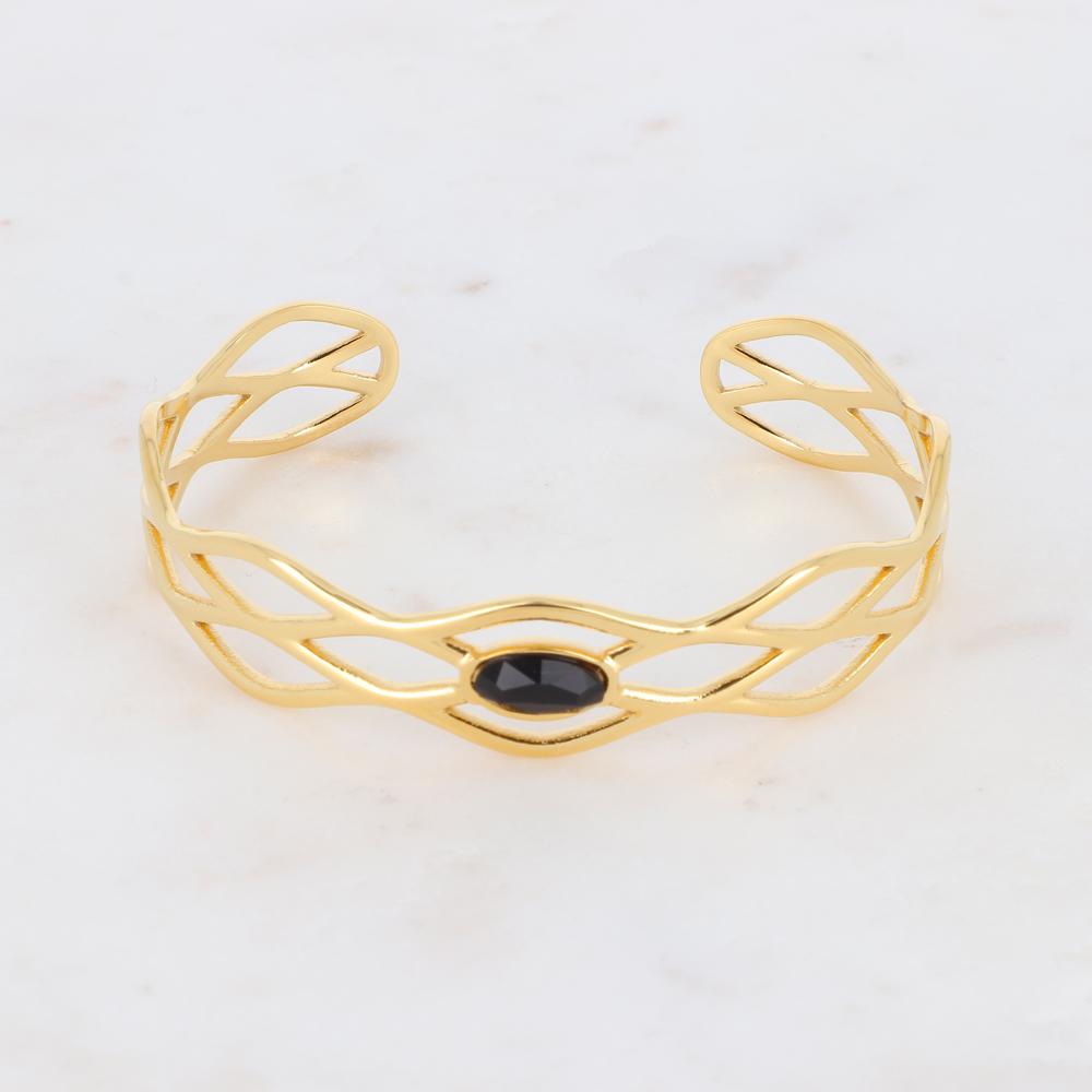 Bracciale rigido regolabile con pietra dura
