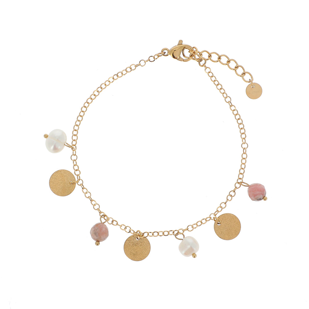 Bracciale regolabile con dischi e perle