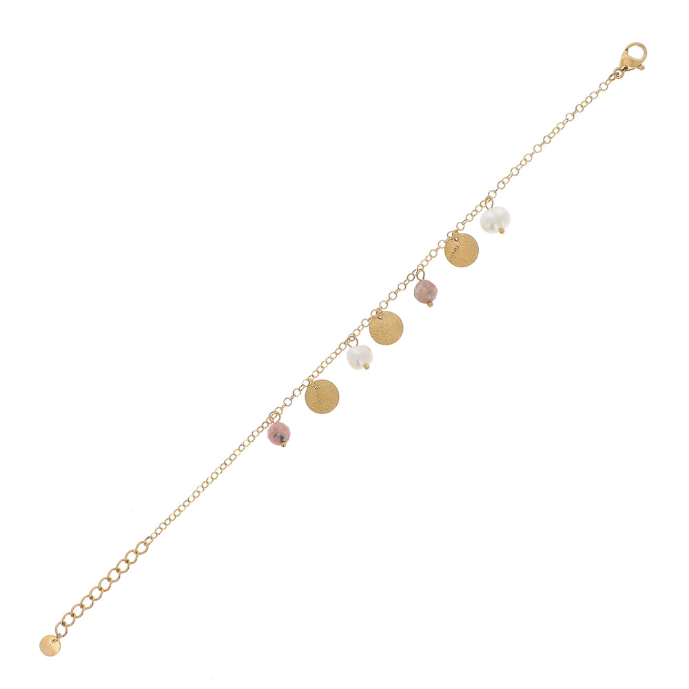 Bracciale regolabile con dischi e perle