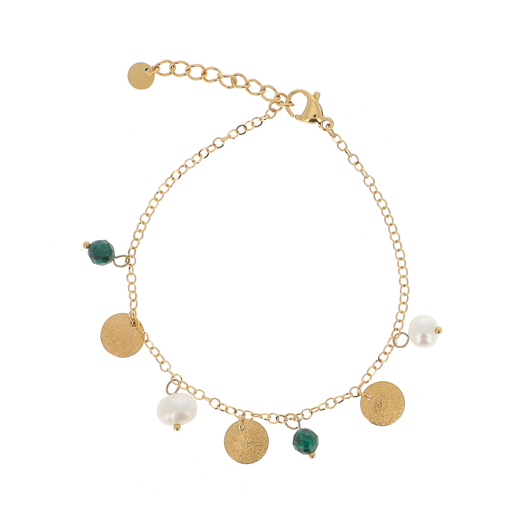 Bracciale regolabile con dischi e perle