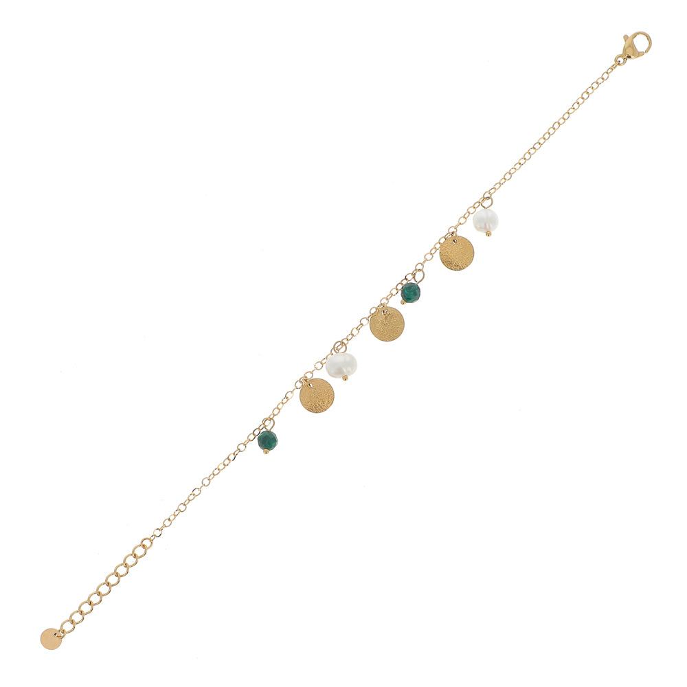 Bracciale regolabile con dischi e perle
