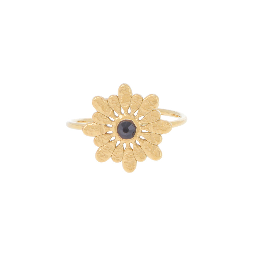 Anello regolabile con strass decoro fiore barocco