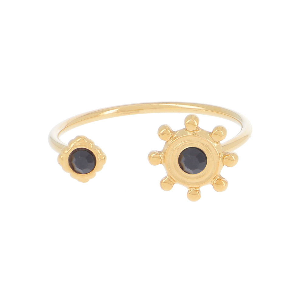 Anello regolabile con doppio decoro strass