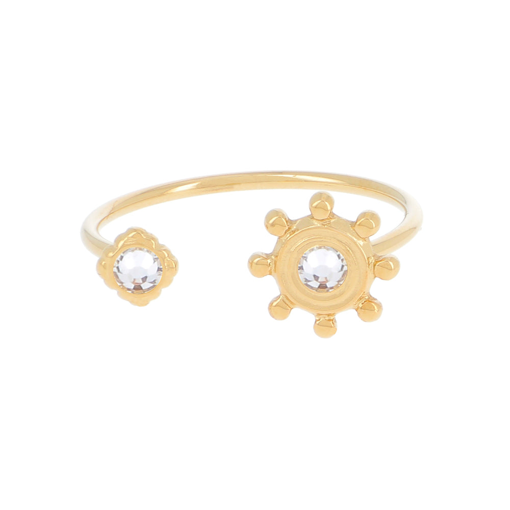 Anello regolabile con doppio decoro strass