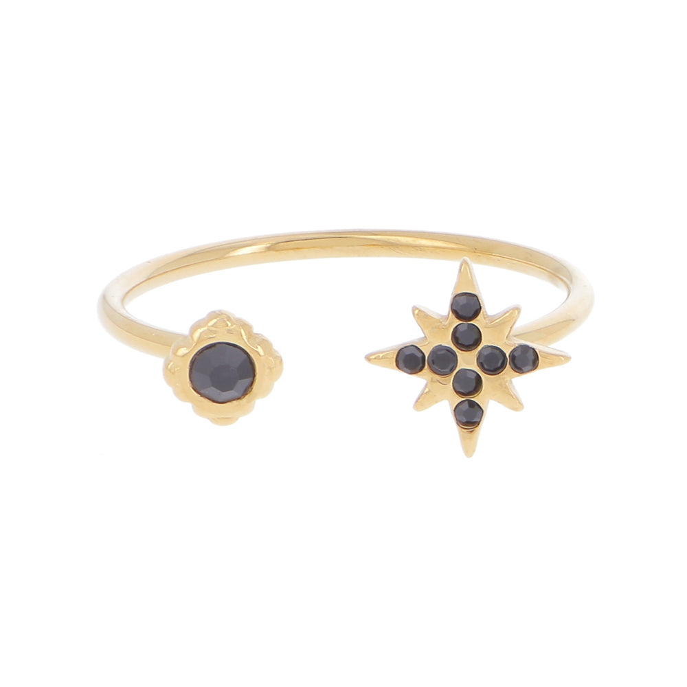 Anello regolabile con doppio decoro e strass
