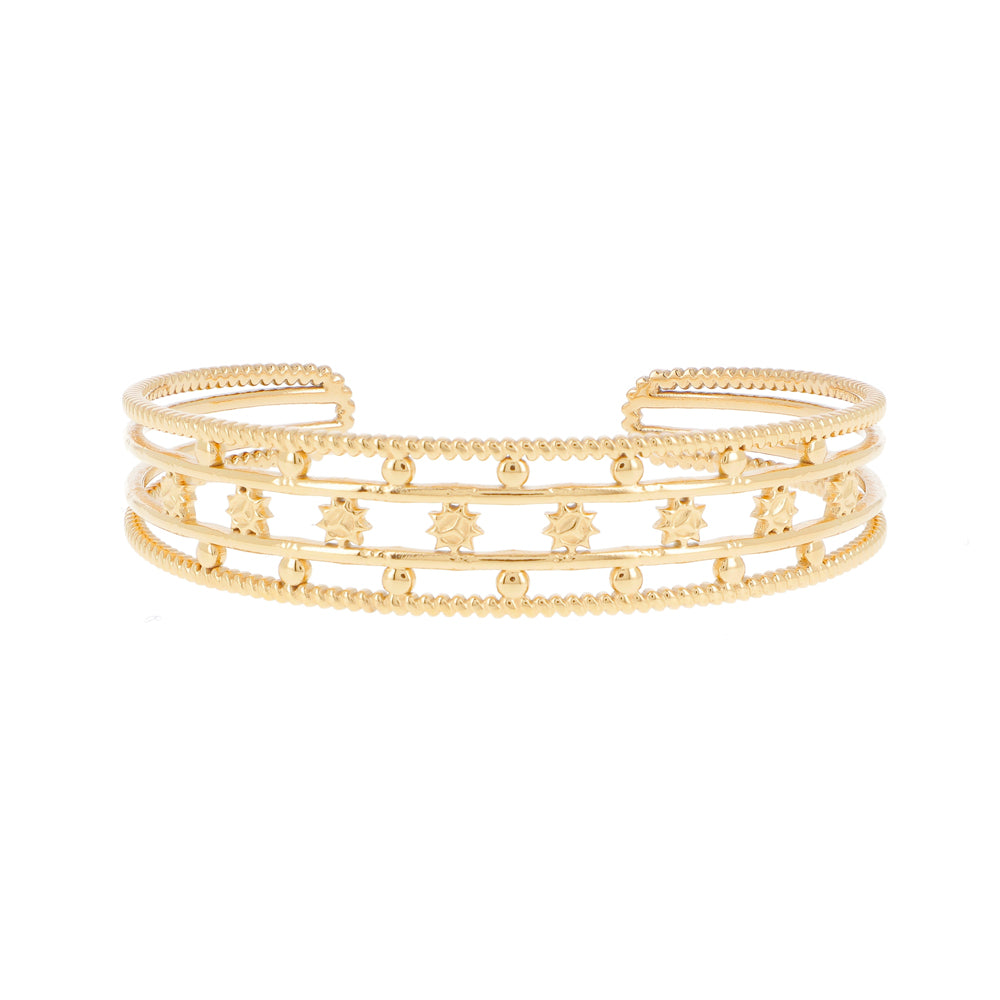 Bracciale rigido regolabile con stelle a otto punte